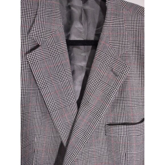 Men's 45R Brooks Brothers 346 Gray Glen Plaid 100% Lambswool Sport Coat Blazer - Picture 2 of 8